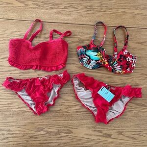 Pour Moi coordinating bikini sets 32DD tops and bottoms in M and L